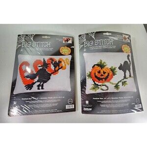 Janlynn Big Stitch Cross Stitch Crewel Halloween Projects - Lot of 2